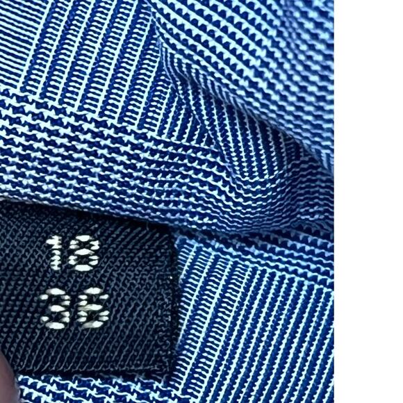 Gitman Bros Mens Size 18-36 Blue Plaid Button Front Long Sleeve Dress Shirt - Picture 6 of 8